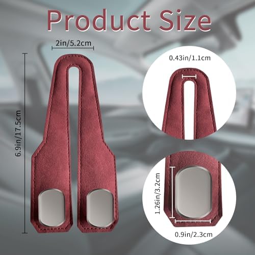 Car Purse Hook, Car Seat Headrest Hooks, Hot Pink Leather 4 Pack - Image 2