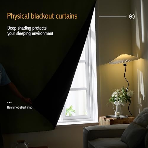 AJAZZ 100% Window Blinds Blackout Portable Black Out Curtains Adhesive Curtains - Image 2