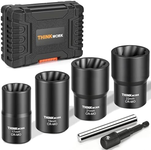 6-Piece Lug Nut Removal Tool, 1/2" Drive Wheel Lock Removal Kit by THINKWORK