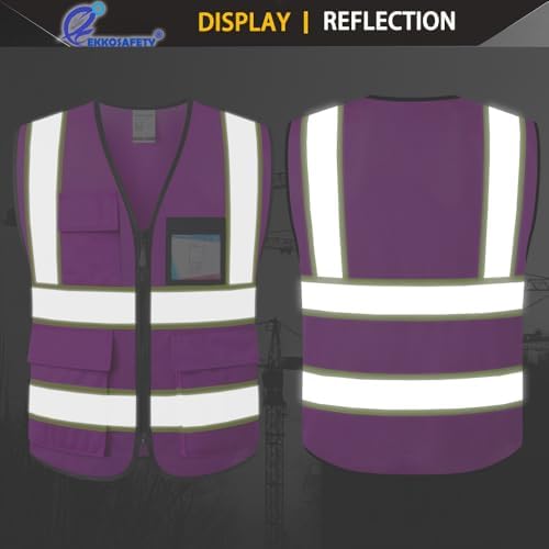 Purple Reflective Safety Vest for Men Women - Image 4