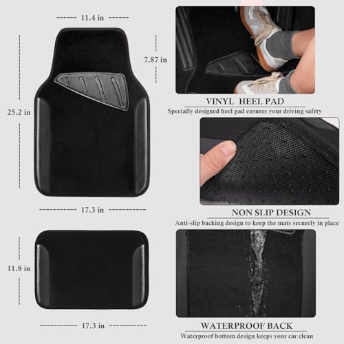 CAR PASS Microfiber Leather Steering Wheel Cover and Waterproof Car Floor Mats - Image 5