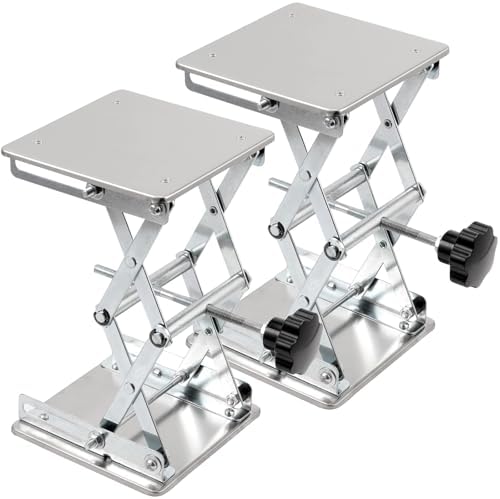 2 Pack 8 x 8 Inch Lab Scissor Jack, Stainless Steel Lab Lift Stand Table by MUKCHAP