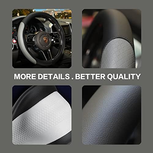 Steering Wheel Cover, Microfiber Leather Splicing - Image 4