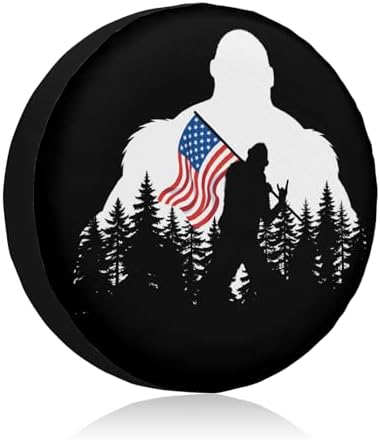 American Flag Spare Tire Cover Bigfoot Hiking Wheel Covers 17 Inch by Unknown