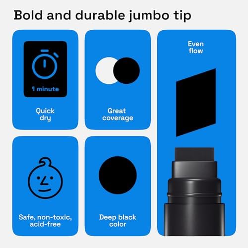 ARTISTRO Black Acrylic Paint Markers - 15mm Jumbo-Tip - Set of 2 - Image 3