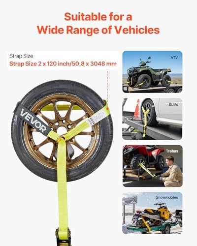 VEVOR Wheel Chock Tie-Down Kit, Tire-Style Motorcycle Tie-Down System, Car Kit - Image 4