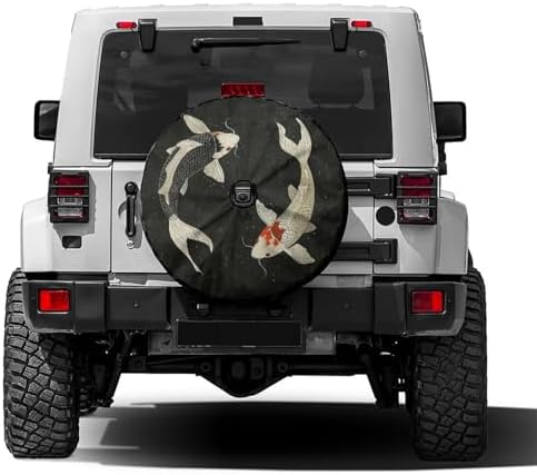 Delerain Spare Tire Cover with Backup Camera Hole Two Koi Fish Wheel Covers by Delerain