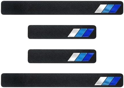 Craedli 4PCS Tri-Color Door Sill Protectors, Carbon Fiber Car Front Rear Door by Unknown