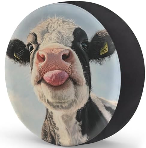 Spare Tire Cover for RV Trailer, Funny Animal Cows Waterproof Sun Leather Wheel - Image 2