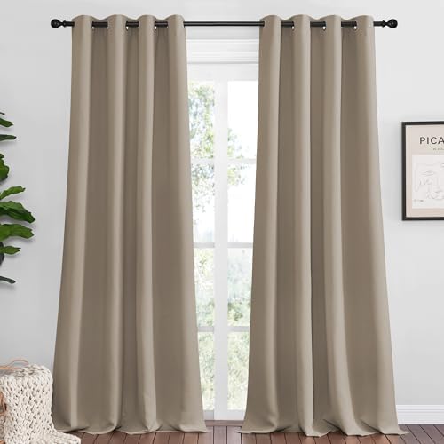 NICETOWN Taupe Blackout Curtains 120" Long by NICETOWN