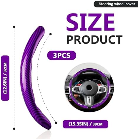 3pcs Universal Carbon Fiber Steering Wheel Cover - Image 2