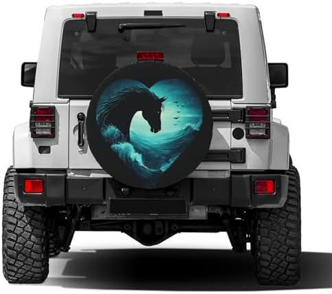 Heart-Shaped Horse Spare Tire Cover Dust-Proof Wheel Tire Cover Fit Trailer - Image 2