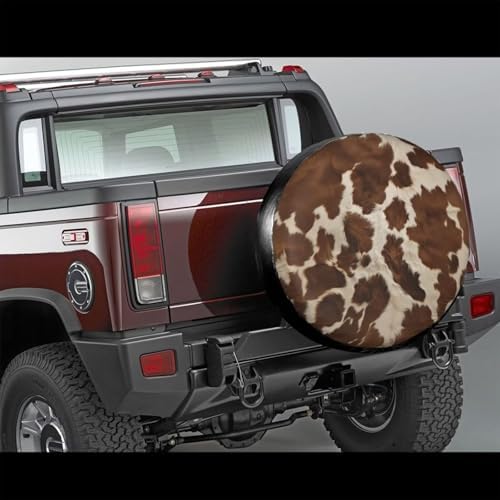 Brown Animal Print Spare Tire Covers Cow Cute Dust-Proof Universal Wheel Tire - Image 5