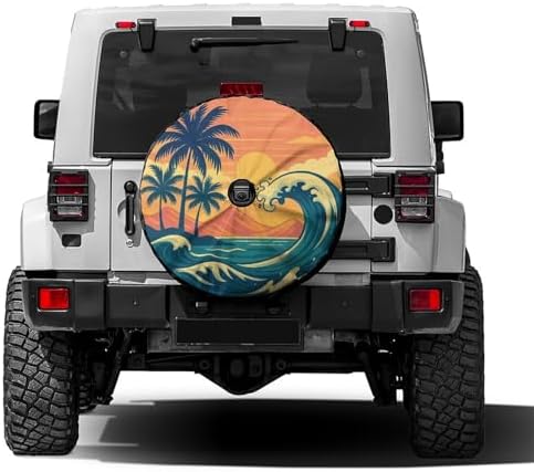 Tropical Summer Wave Spare Tire Cover by Foruidea