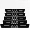 5PCS Black Cat Car Door Sill Protector, Carbon Fiber Leather Sill Stickers by TnLnYn