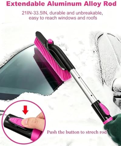 33‘’ Pink Car Snow Brush and Ice Scraper - Image 5