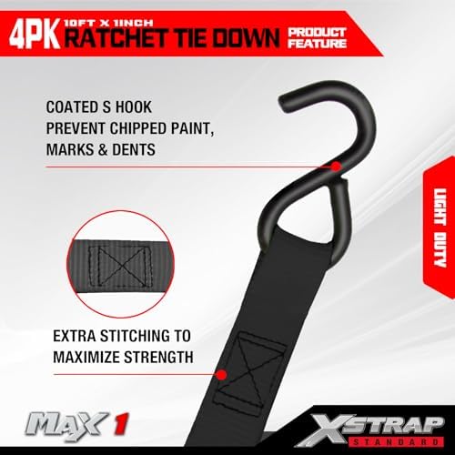 XSTRAP STANDARD 4-PK Ratchet Tie Down Straps - Image 5