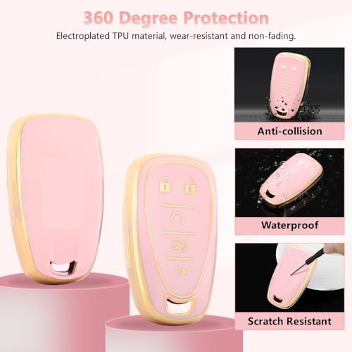 PIFOOG Key Fob Cover for Chevy Pink Gold Soft TPU 5 Buttons Car Keys Case Shell - Image 4