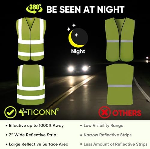 TICONN 2PK/4PK Reflective Safety Vest, High Visibility Vest - Image 3