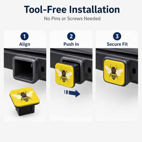 2" Hitch Cover Yellow Bee Rubber Towing Hitch Covers Hitch Protector - Image 7