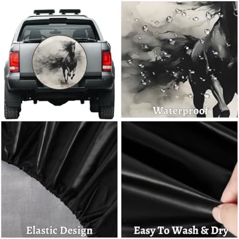 Spare Tire Cover for RV Trailer, Animals Horse Tire Covers Universal Fit for - Image 4
