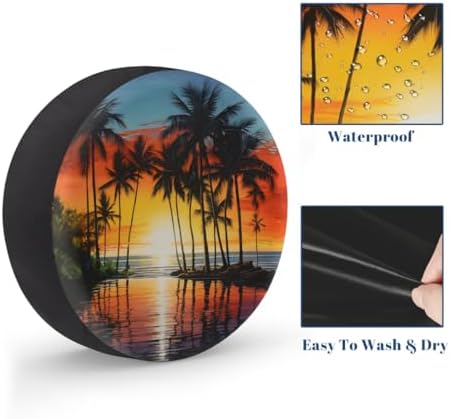 Palm Tree Summer Beach Spare Tire Cover Waterproof Dust-Proof Spare Wheel - Image 4