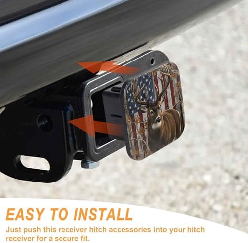 2 Inch Deer USA Flag Trailer Hitch Cover Rubber Receiver Tube Plug Cap - Image 4