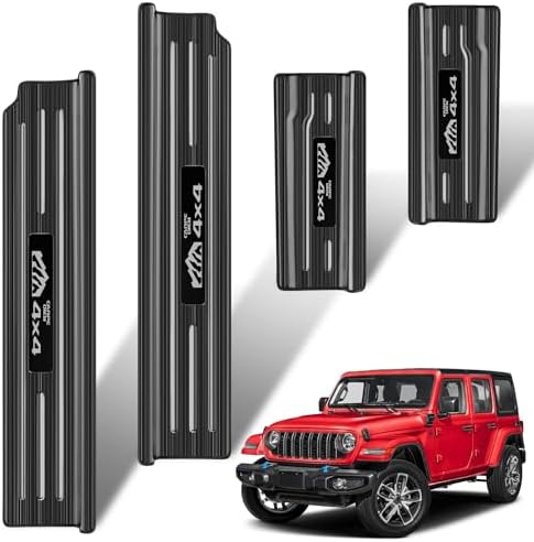 4PCS Door Sill Guards for Jeep Wrangler 2018-2025 2026 JL JLU & 2020-2026 by DWKJMYCP