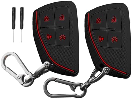 QBUC 2 Pcs for Chevy Key Fob Cover, 4 Buttons Silicone by QBUC
