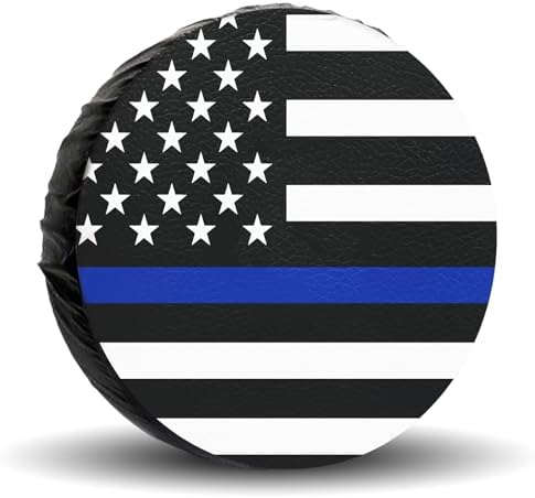 Spare Tire Cover for RV Trailer, Waterproof Leather American Flag Spare Tire by Jusen