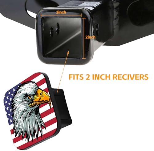 Trailer Hitch Cover, Bald Eagle on American Flag Hitch Cover Rubber Towing - Image 5