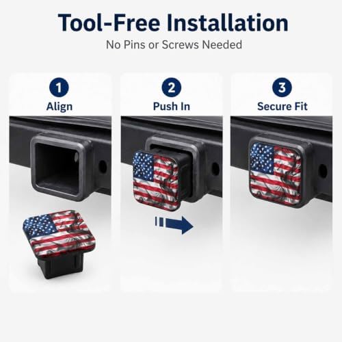 2" Hitch Cover United States America Smoke Flag Rubber Towing Hitch Covers - Image 7