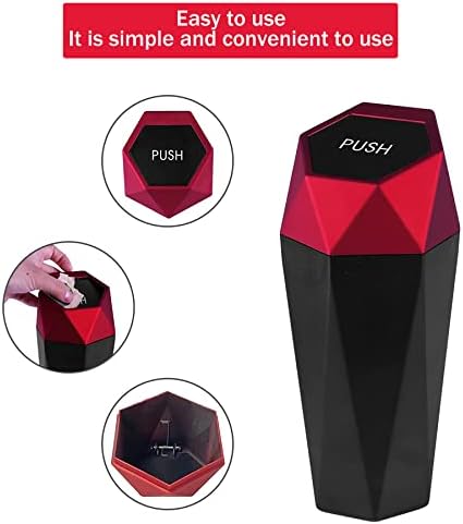 JUSTTOP Car Trash Can with Lid, Diamond Design Small Automatic Portable Trash - Image 3