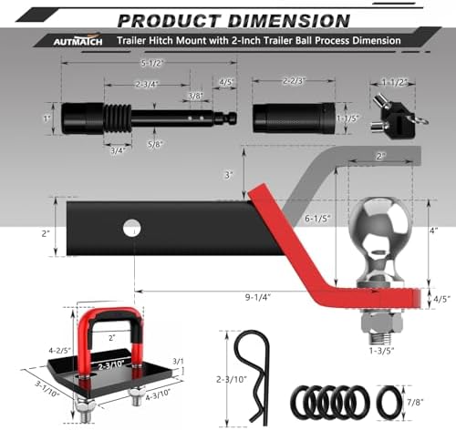 AUTMATCH Trailer Hitch Ball Mount - Image 3