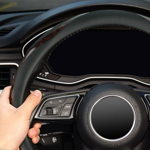 ZHOL Wood Grain 14.5-15 inch Microfiber Leather Steering Wheel Cover, Anti-Slip - Image 6