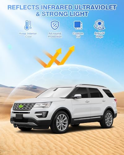 Canvcle Sunshades for Ford Explorer 2011-2019 Accessories Windshield Sun Shade - Image 2