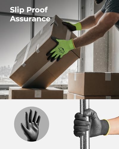 OKIAAS PU Coated Work Gloves Men, Ultra Grip & Lightweight, 12 Pairs Bulk - Image 6