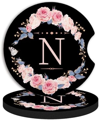 2pcs Letter N Car Coasters, Absorbent Universal neoprener Cup Holder Coasters by Unknown