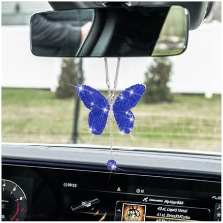 zipelo Rhinestone Butterfly Rearview Mirror Charm, Dark Blue by zipelo