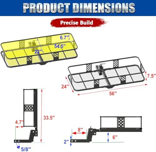 56 X 24 X 7 Inch Foldable Hitch Cargo Carrier - Image 3