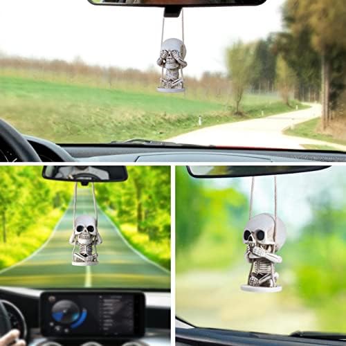 Skull Decor for Rear View Mirror Accessories Spooky Halloween Tree Ornament - Image 3