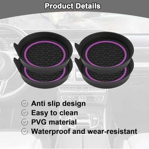 HZEL 4PCS 2.75 Inch PVC Car Cup Holder Coasters - Image 3