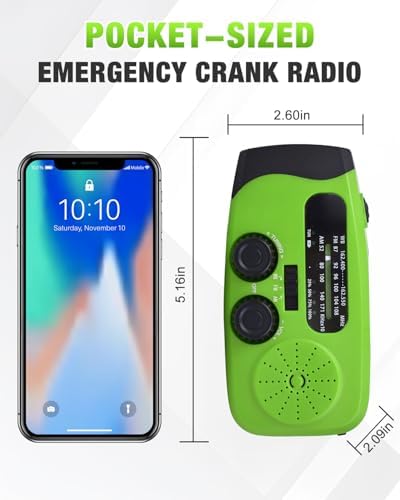 Hand Crank Radio with AM/FM/NOAA Weather Bands, - Image 7