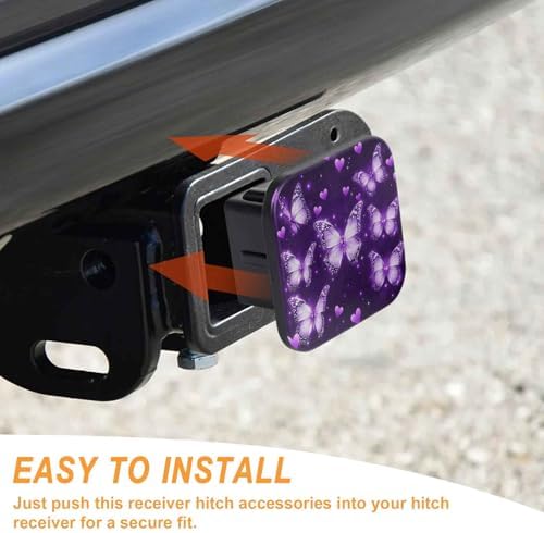 2 Inch Purple Butterfly Hearts Trailer Hitch Cover Rubber Receiver Tube Plug Cap - Image 4