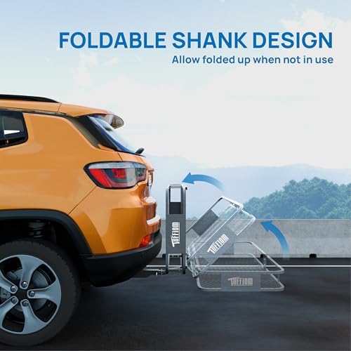 TUFFIOM 60"x20"x6" Folding Hitch Mount Cargo Carrier Basket, 500lbs Steel Car - Image 3