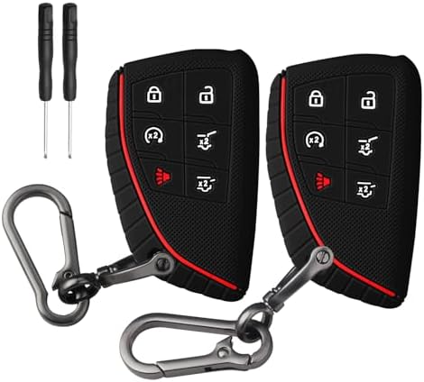 QBUC 2 Pcs for Chevy Key Fob Cover, 6 Buttons Silicone by QBUC