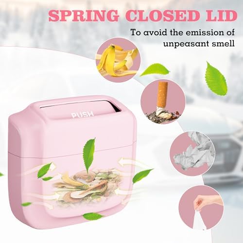 1 Pack Car Trash Can with Lid, Built-in Storage Garbage Bag - Image 3