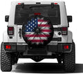 USA Flag on Abstract Flower Spare Tire Cover by Foruidea