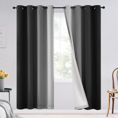SimpleHome Ombre Black 100% Blackout Bedroom Curtains by SimpleHome