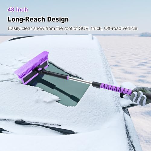 HEEYA 48 Inch Snow Brush with Squeegee and Ice Scraper - Image 2
